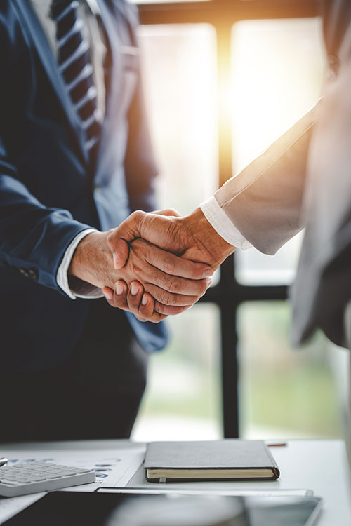 Handshake with a professional recruiter